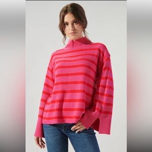 NWT Sugarlips Slayder Striped Turtleneck Wide Sleeve Sweater